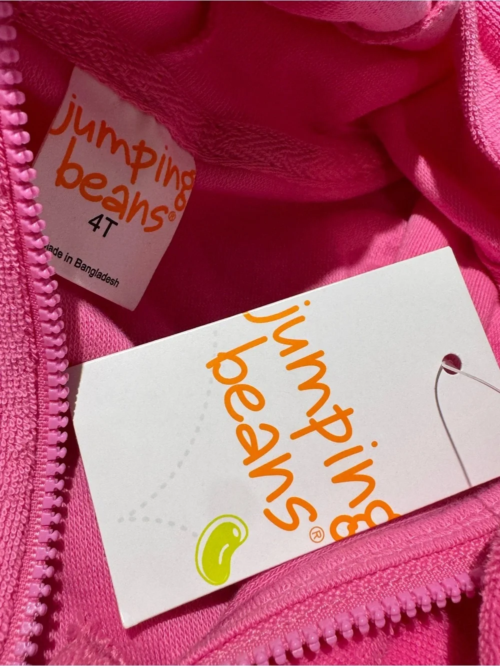 jumping beans Hot Pink Hooded Terry Zip Dress with Ruffle Hem NWT